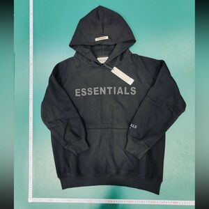 Small black Essentials Fear of God hoodie. Medium and large also available.